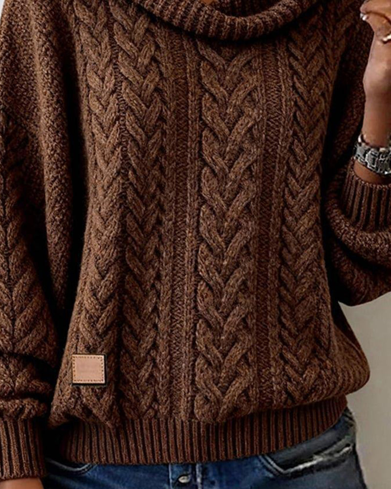 Image of Renee | Women's Cowl Neck Cable Knit Sweater