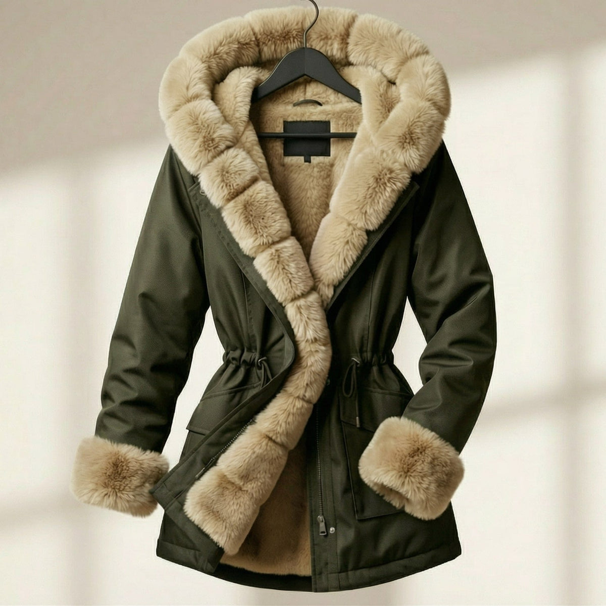 Renee Women's Fur Trim Hooded Coat - VibreMode