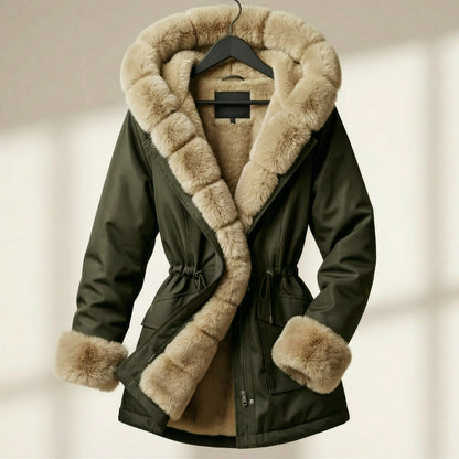 Renee Women's Fur Trim Hooded Coat - VibreMode