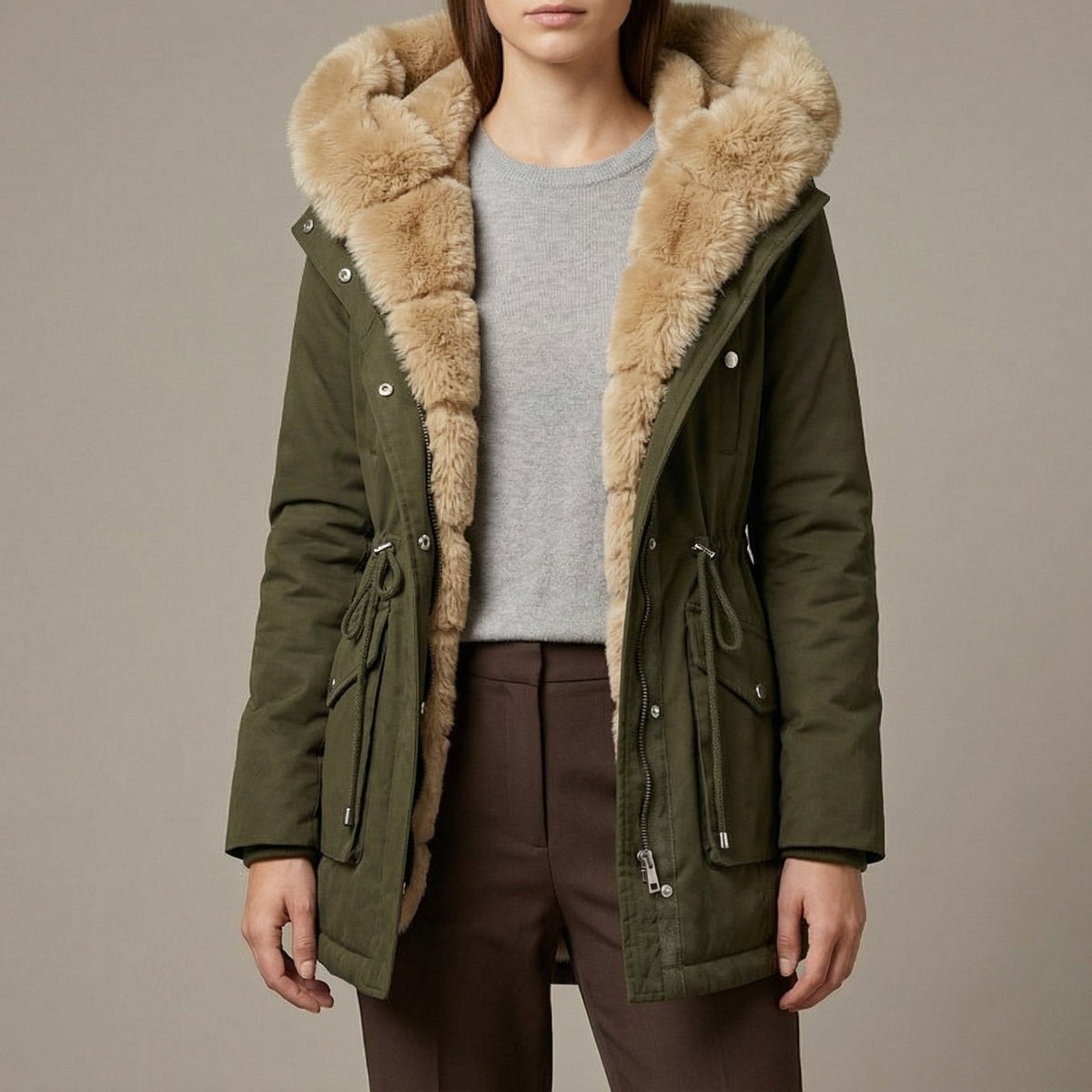 Image of Renee | Women's Fur Trimmed Hooded Coat