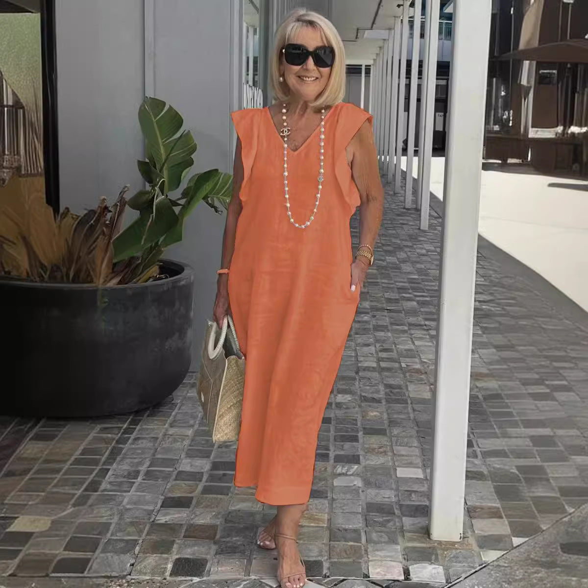Image of Renee | Women's Sleeveless A-Line Midi Dress