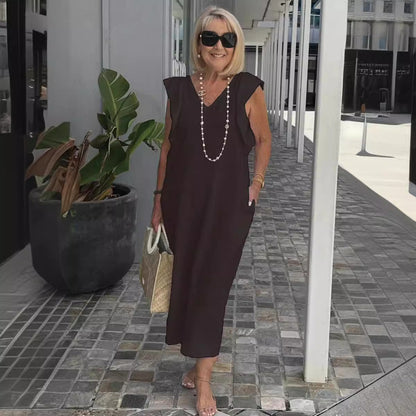 Image of Renee | Women's Sleeveless A-Line Midi Dress