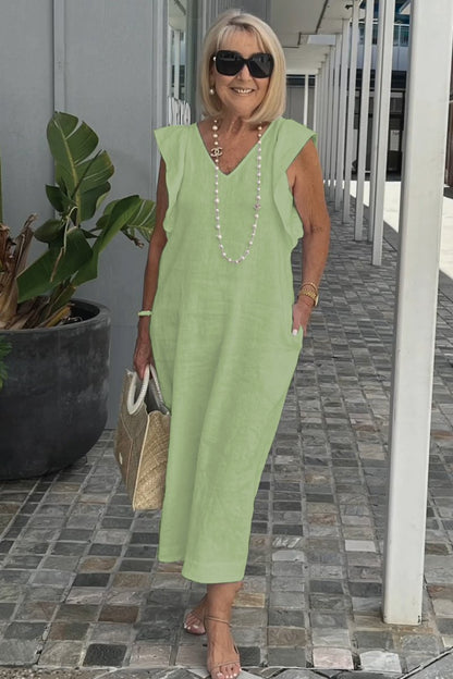 Image of Renee | Women's Sleeveless A-Line Midi Dress