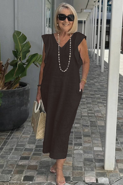 Image of Renee | Women's Sleeveless A-Line Midi Dress