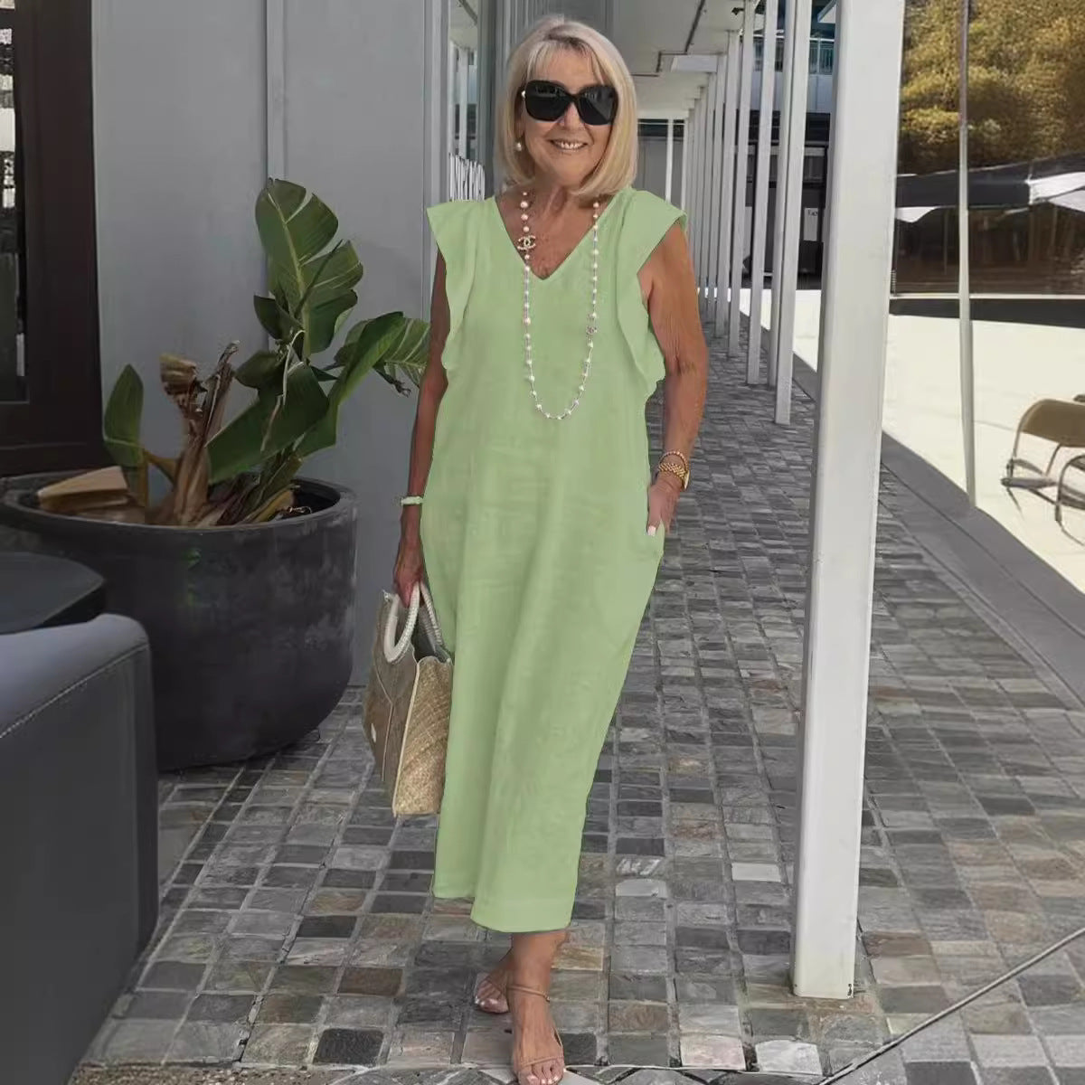 Image of Renee | Women's Sleeveless A-Line Midi Dress