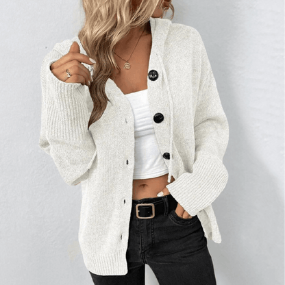 Women's Knit Cardigan Warm Button Down Puffer Detail
