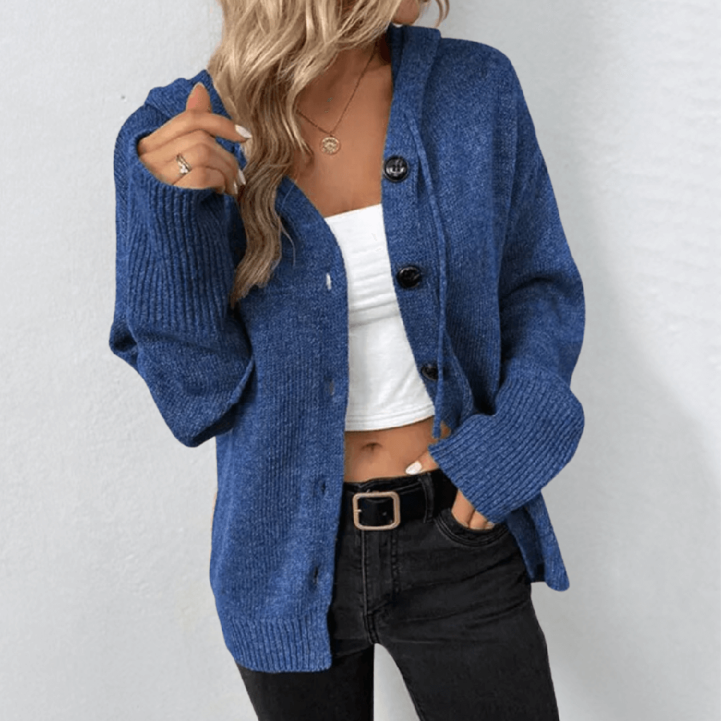 Women's Knit Cardigan Warm Button Down Puffer Detail