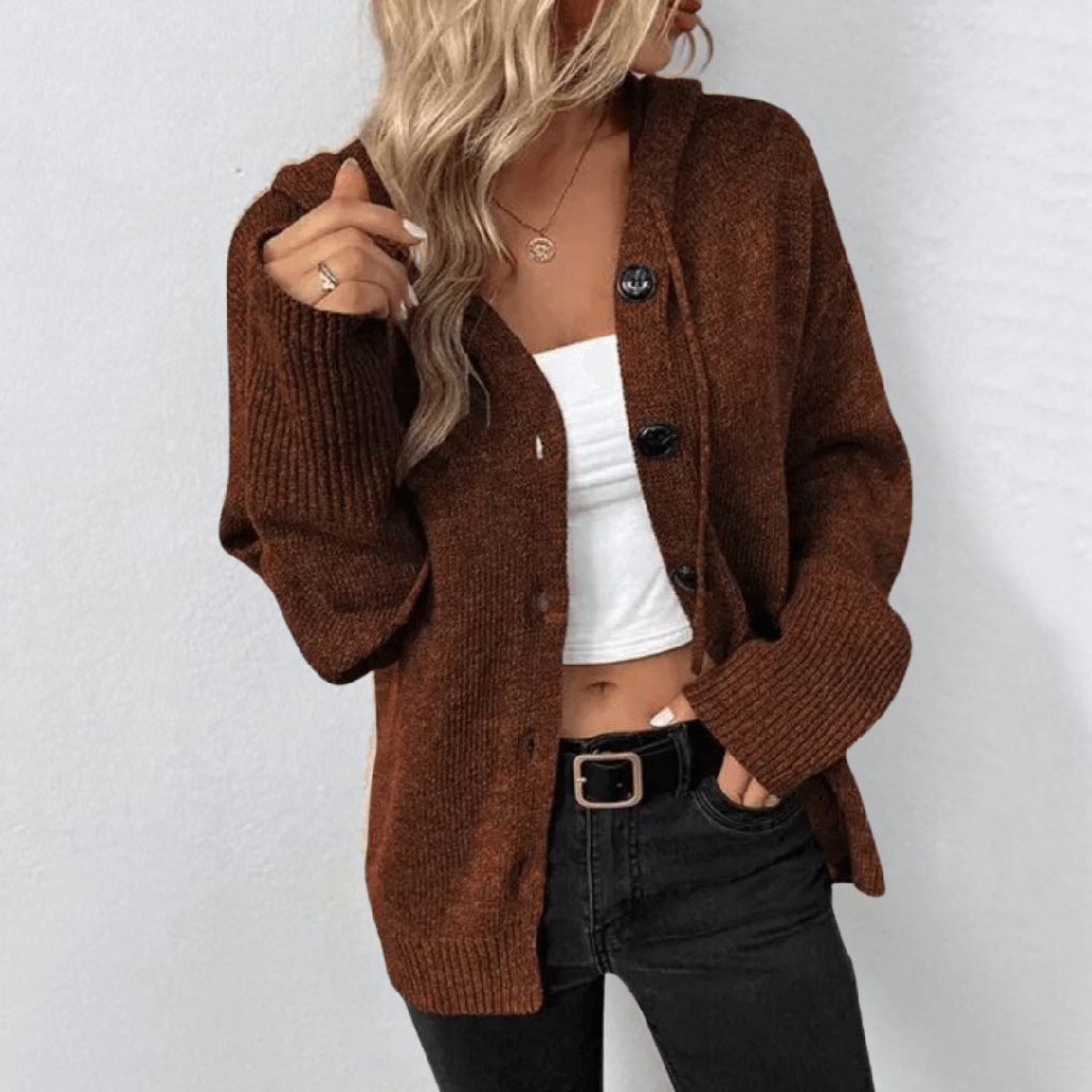 Women's Knit Cardigan Warm Button Down Puffer Detail