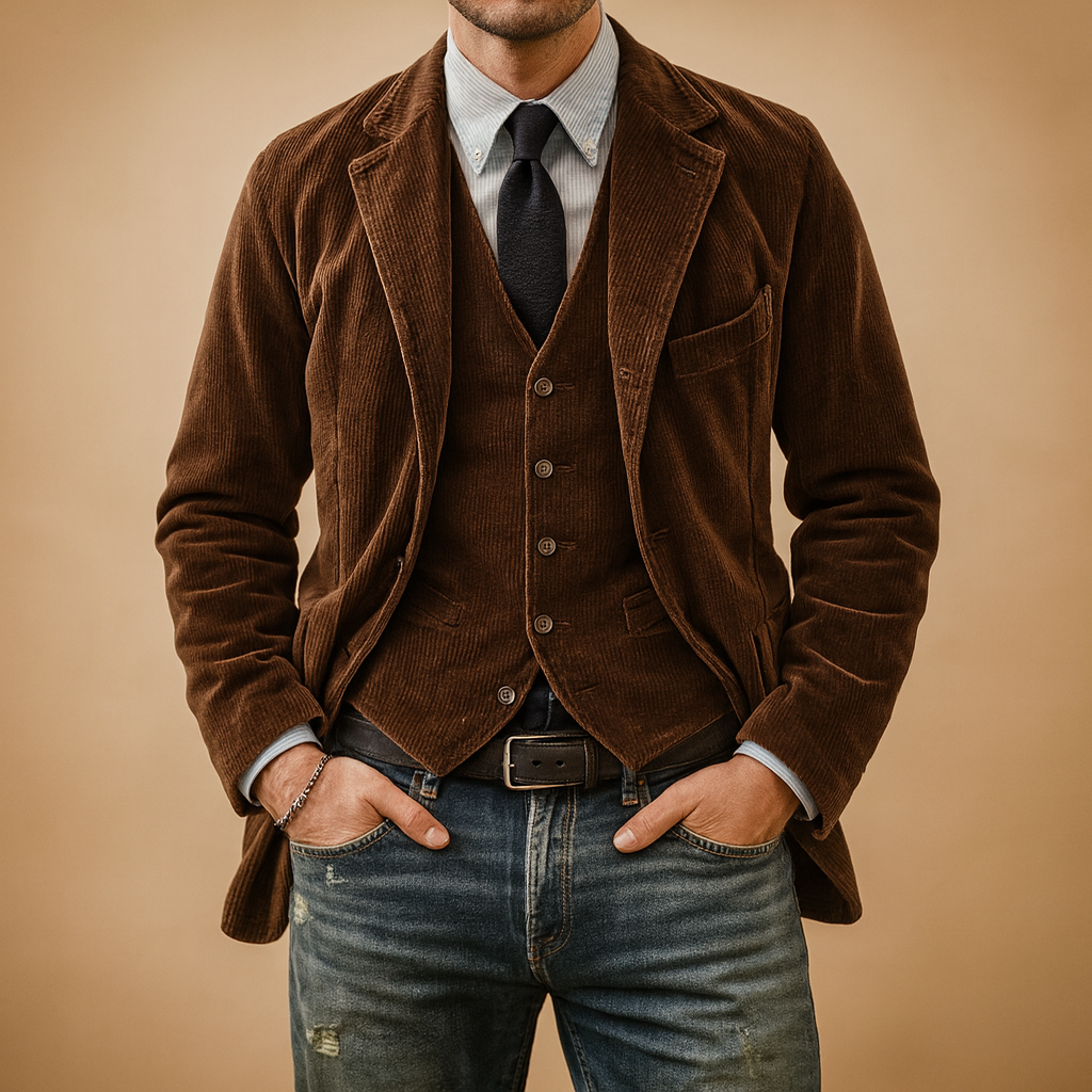 Classic Men's Corduroy Trucker Jacket - VibreMode