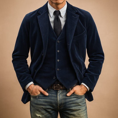 Men’s retro corduroy jacket with soft fabric, practical pockets, and a timeless fit, ideal for autumn and winter outfits.