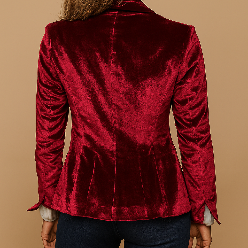 Women’s retro slim-fit blazer with a tailored silhouette, classic lapel collar, and practical pockets, ideal for office wear or casual outfits.