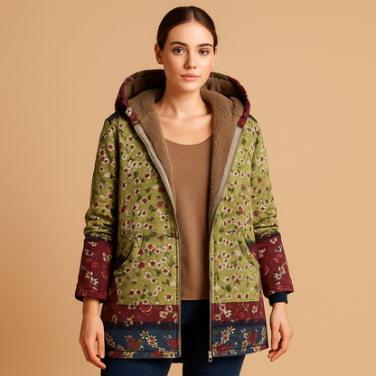 Women’s reversible thermal hooded jacket with lightweight insulation, moisture-regulating fabric, and flattering fit for cold-weather wear.