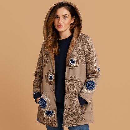 Women’s reversible thermal hooded jacket with lightweight insulation, moisture-regulating fabric, and flattering fit for cold-weather wear.