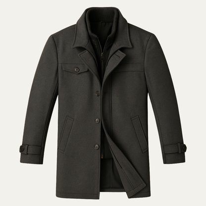 Men's Wool Blend Smart Jacket Zipper Button Closure