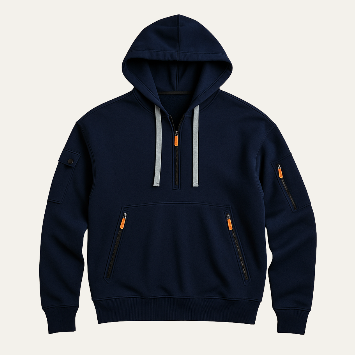 Men's Casual Half Zip Hoodie Sweater Zip Pockets - VibreMode