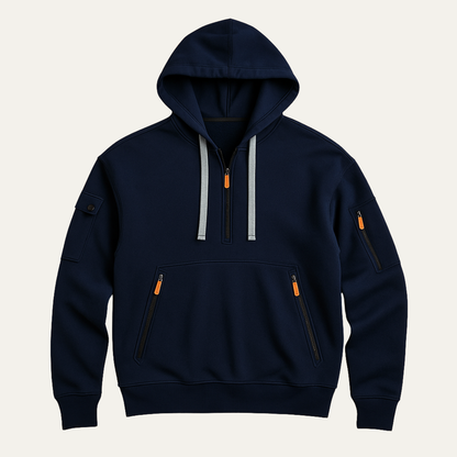 Men's Casual Half Zip Hoodie Sweater Zip Pockets - VibreMode