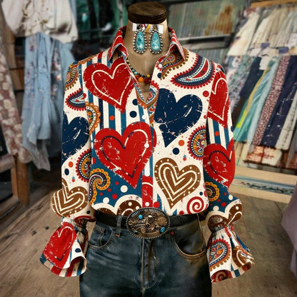 Image of Rhonda | Women's Button-Down Patterned Blouse
