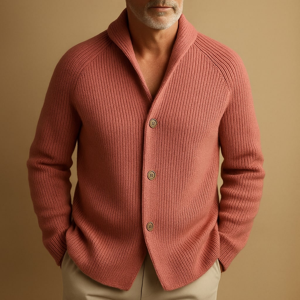 Image of Rhys | Men's Shawl Collar Button-Front Cardigan