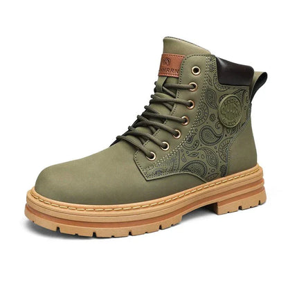 Men's Lace-Up Work Boots Durable Leather Brown