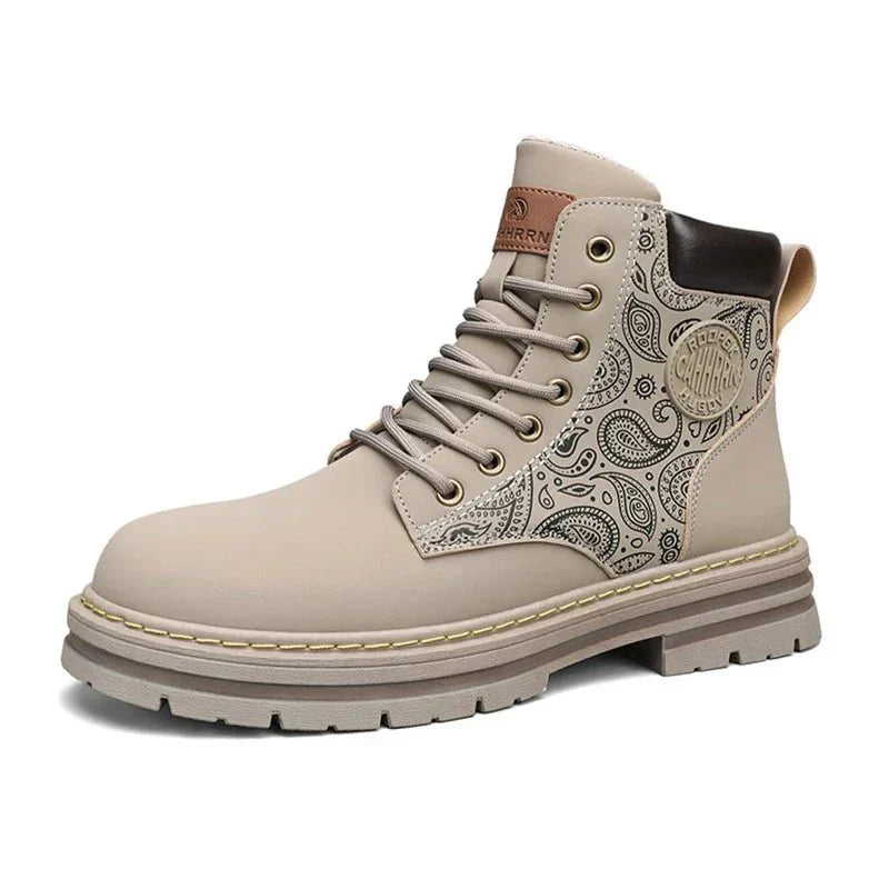 Men's Lace-Up Work Boots Durable Leather Brown