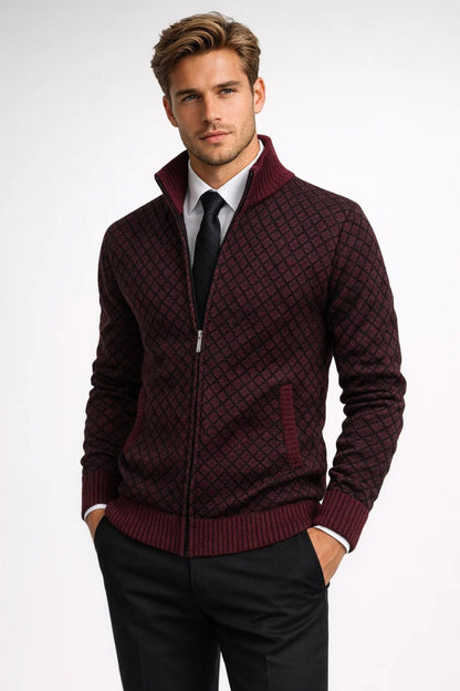 Image of Riley | Men's Zip-Up Stand Collar Cardigan