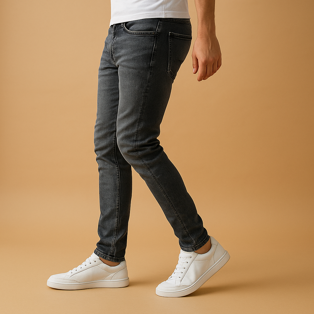 Men’s ripped slim fit jeans with stretch, perfect for streetwear outfits, casual wear, and modern urban style.