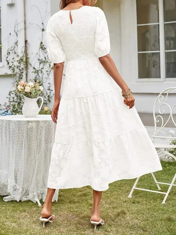 Women's Midi Dress Short Sleeves Ruffles