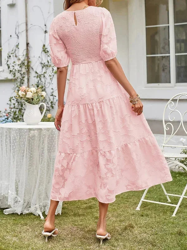 Women's Midi Dress Short Sleeves Ruffles