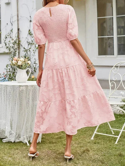 Women's Midi Dress Short Sleeves Ruffles