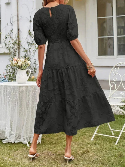 Women's Midi Dress Short Sleeves Ruffles