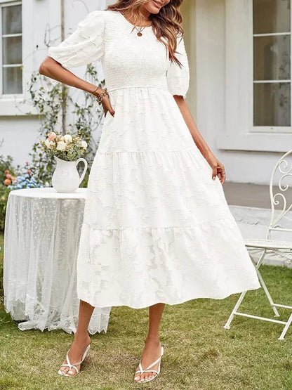 Women's Midi Dress Short Sleeves Ruffles