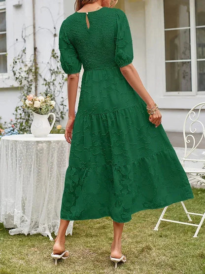 Women's Midi Dress Short Sleeves Ruffles