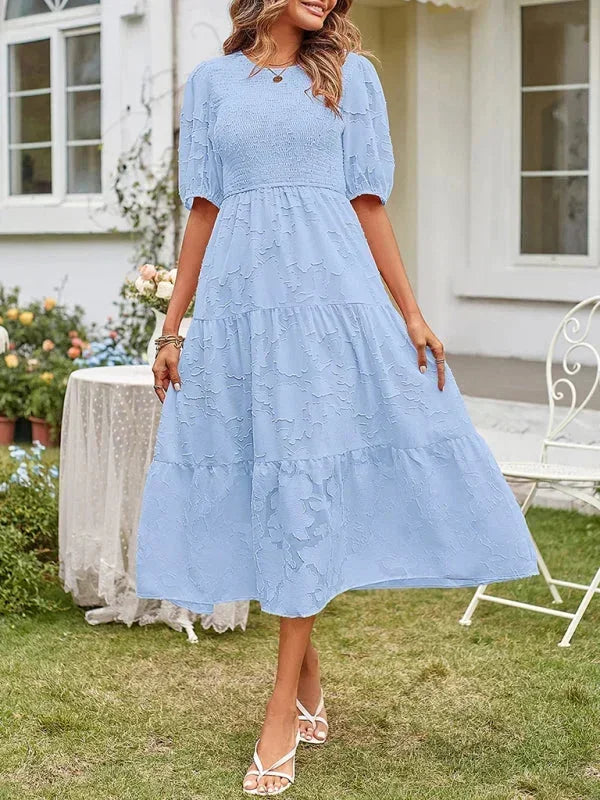 Women's Midi Dress Short Sleeves Ruffles