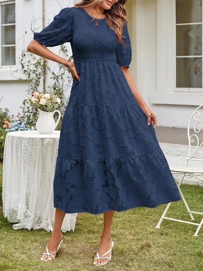 Women's Midi Dress Short Sleeves Ruffles