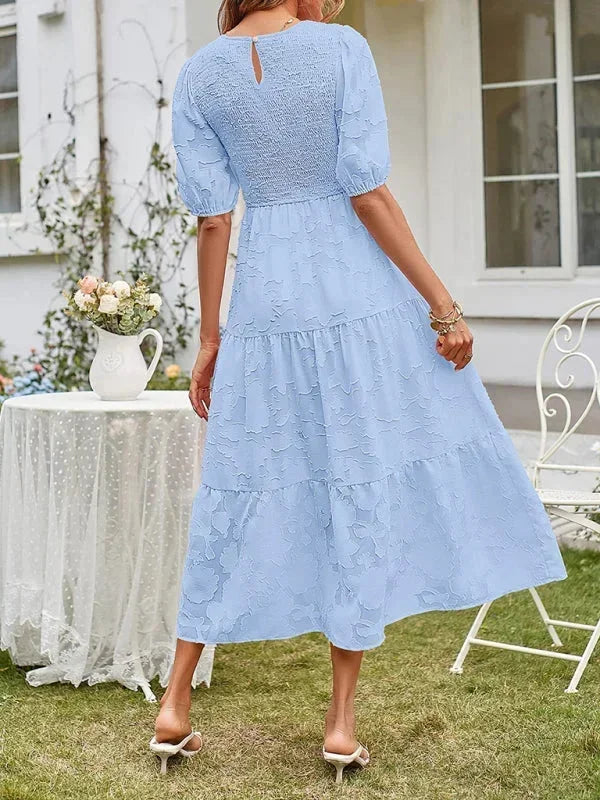 Women's Midi Dress Short Sleeves Ruffles
