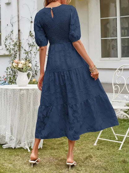 Women's Midi Dress Short Sleeves Ruffles