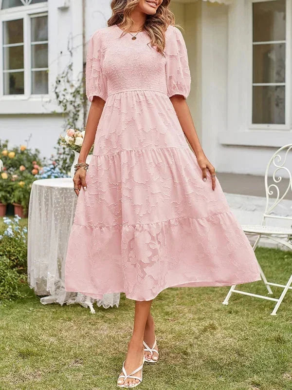 Women's Midi Dress Short Sleeves Ruffles