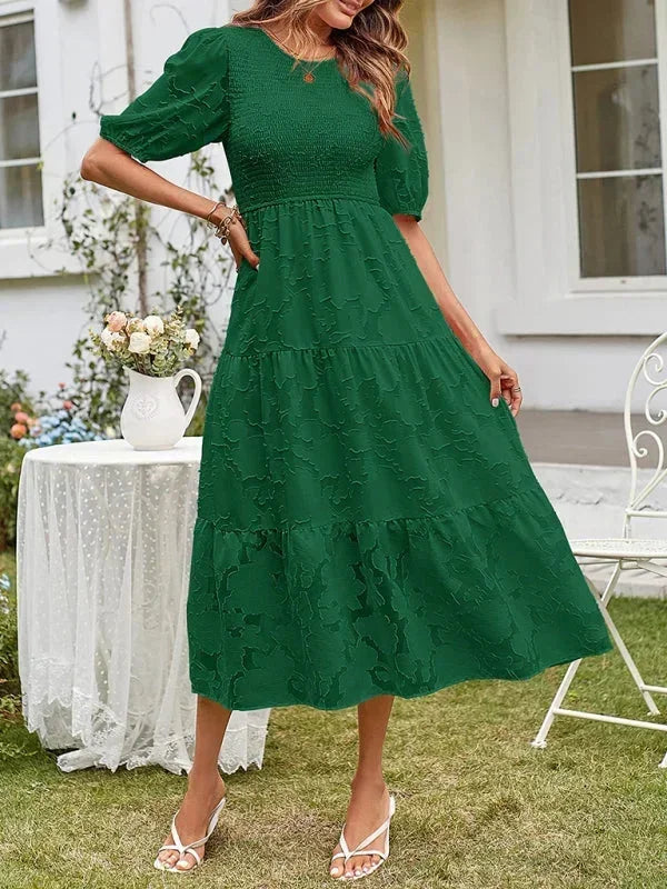Women's Midi Dress Short Sleeves Ruffles
