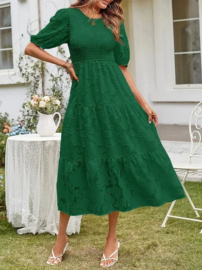 Women's Midi Dress Short Sleeves Ruffles