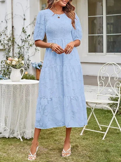 Women's Midi Dress Short Sleeves Ruffles