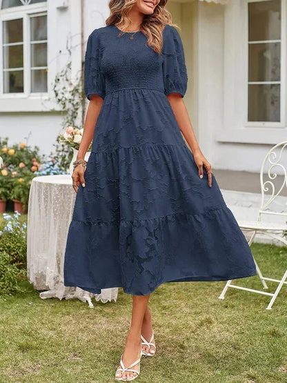 Women's Midi Dress Short Sleeves Ruffles
