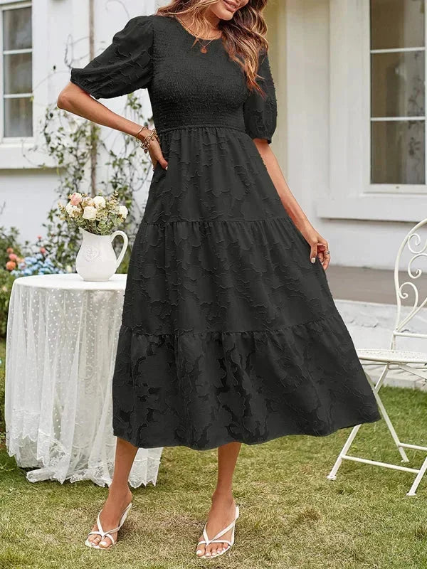 Women's Midi Dress Short Sleeves Ruffles