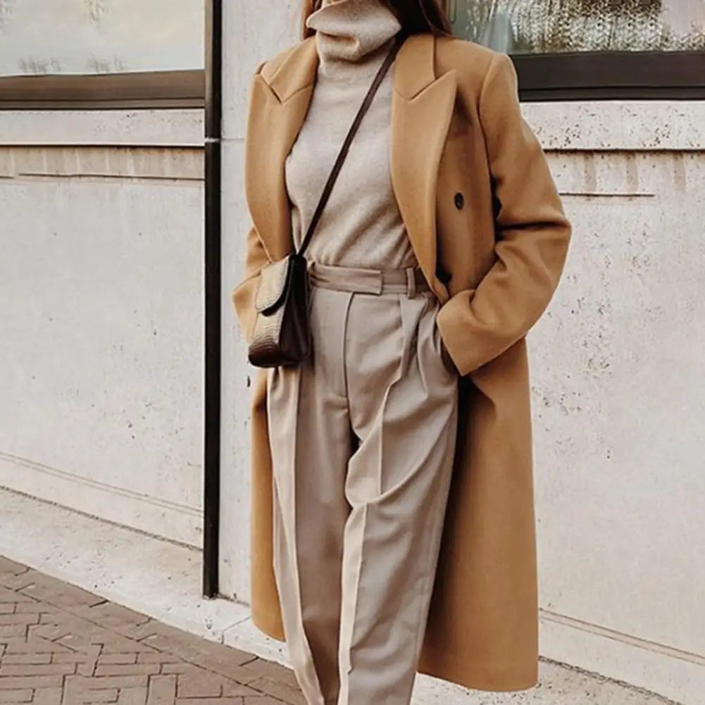 Rochelle Women's Double Breasted Long Coat - VibreMode