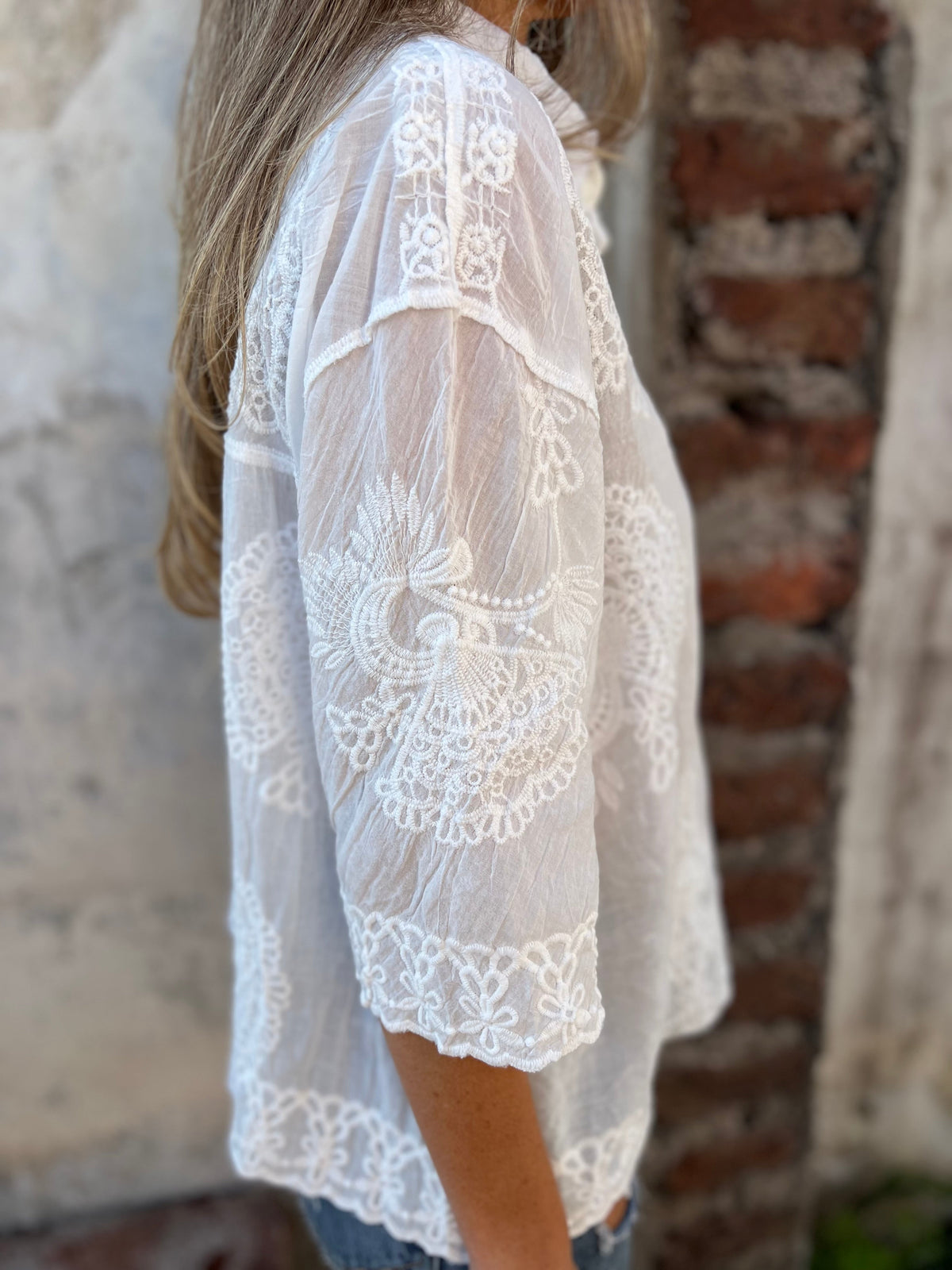 Image of Rochelle | Women's Lace Button-Down Blouse