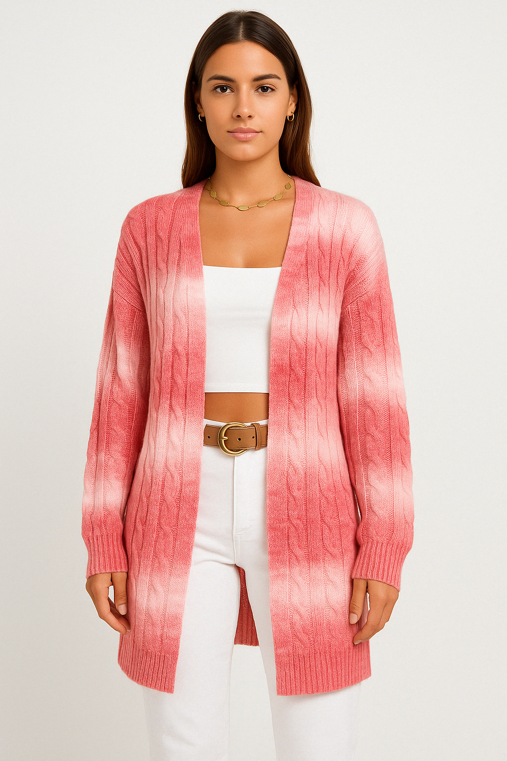 Image of Rochelle | Women's Long Sleeve Cable Knit Cardigan