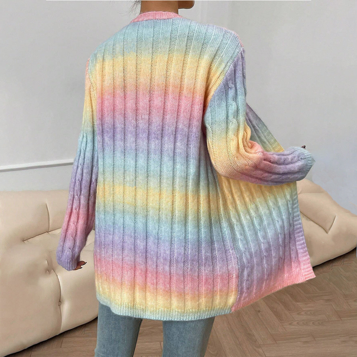 Image of Rochelle | Women's Long Sleeve Cable Knit Cardigan