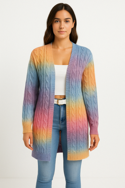 Image of Rochelle | Women's Long Sleeve Cable Knit Cardigan