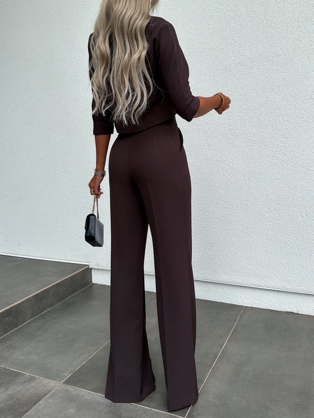 Women's Two Piece Lounge Set Cropped Wide Leg Pants