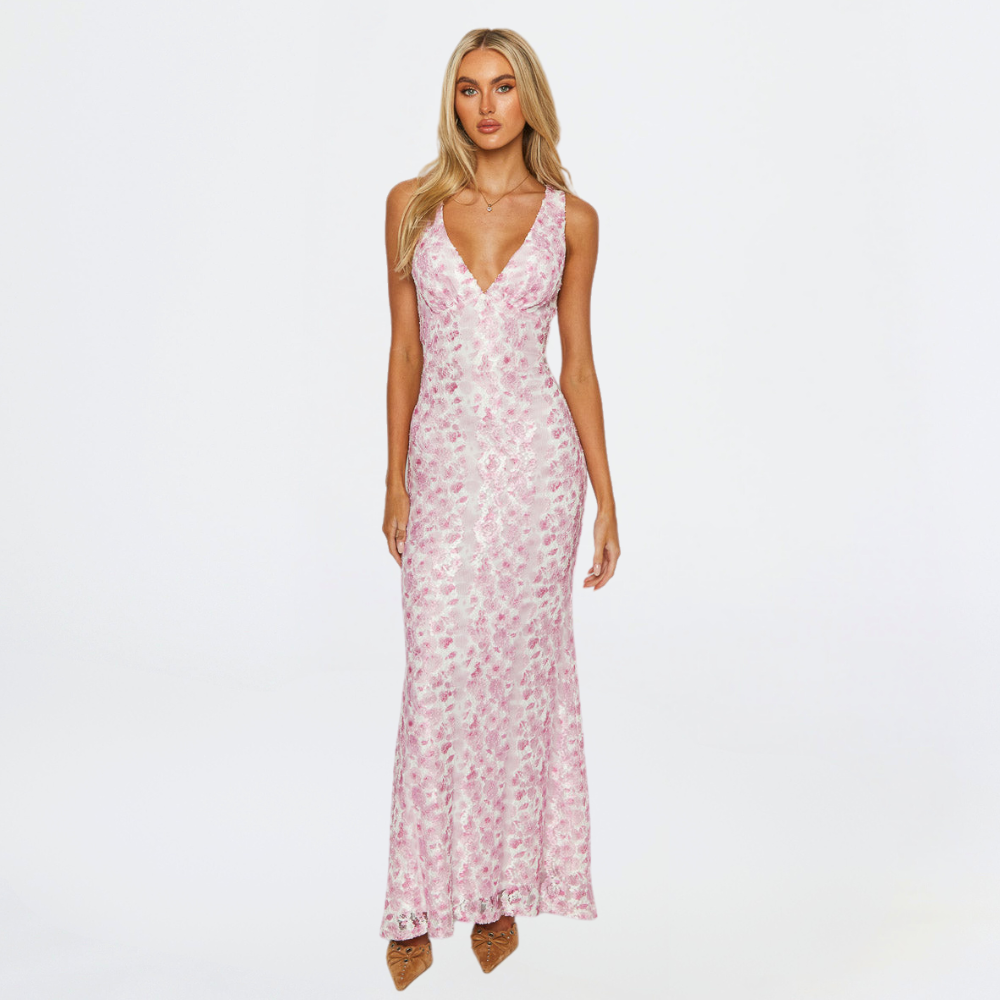 Elegant Ladies Floral Maxi Dress - VibreMode