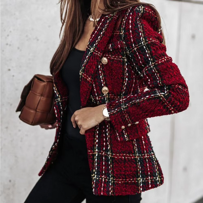 Image of Rosemary | Women's Double-Breasted Plaid Blazer
